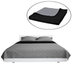 Greatstore 130884 Double-sided Quilted Bedspread Black/Grey 220 x 240 cm