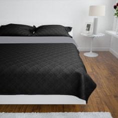 Greatstore 130884 Double-sided Quilted Bedspread Black/Grey 220 x 240 cm