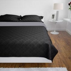 Greatstore 130885 Double-sided Quilted Bedspread Black/Grey 230 x 260 cm