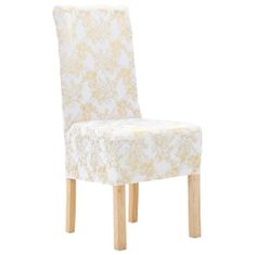 Greatstore 4 darab fehér szabott sztreccs székszoknya aranyszínű mintával