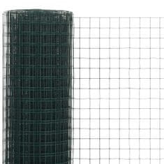 Vidaxl zöld PVC-bevonatú acél csirkeháló drótkerítés 25 x 0,5 m 143633
