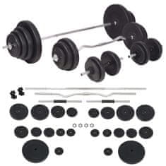 Greatstore edzőpad állvánnyal, egykezes és kétkezes súlyzószettel 120 kg
