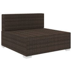 shumee 1 db barna polyrattan moduláris középső kanapé párnákkal