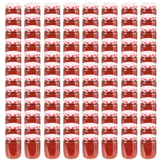shumee 96 db 230 ml-es befőttesüveg piros-fehér tetővel