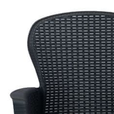 Greatstore 2 db antracit rattan hatású műanyag kerti szék párnával