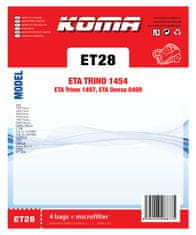 KOMA ET28S - 12 darabos porzsákkészlet ETA Trino 1454 porszívókhoz, szintetikus