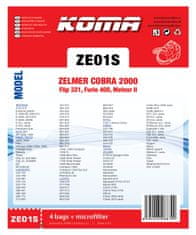 KOMA ZE01S - 12 darabos porzsákkészlet Zelmer Cobra, Flip, Furio porszívókhoz, szintetikus