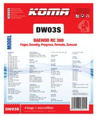 KOMA DW03S - 12 darabos porzsákkészlet Daewoo RC 300 porszívókhoz, szintetikus