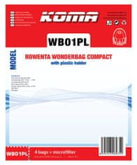 KOMA WB01PL - Porszívó Porzsák Rowenta Wonderbag Compact, műanyag előlappal, szintetikus, 4 db