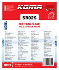 KOMA SB02S - Porszívó Porzsák Electrolux Multi Bag, szintetikus, 4 db