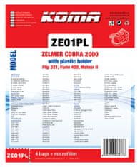 ZE01PL - Porszívó Porzsák Zelmer Cobra, Flip, Furio, műanyag előlappal, szintetikus, 4 db