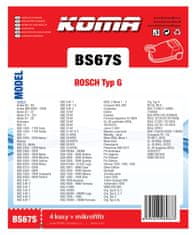 KOMA BS67S - 12 darabos porzsákkészlet Bosch Typ G porszívókhoz, szintetikus