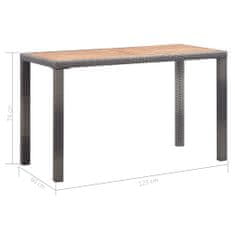 Greatstore antracitszürke és barna akácfa kerti asztal 123 x 60 x 74 cm