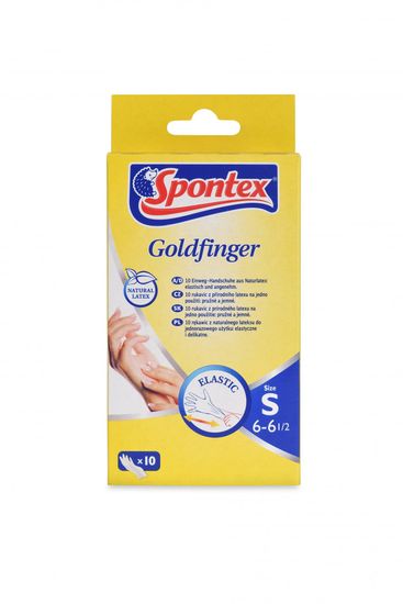 Spontex Goldfinger egyhasználatos latex kesztyű, méret S, 10 db