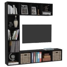 shumee 3-részes fekete könyv-/TV-szekrényszett 180 x 30 x 180 cm