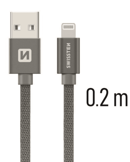 SWISSTEN DATA CABLE USB / LIGHTNING TEXTILE 0,2M GREY (71523102)