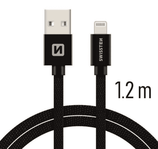SWISSTEN DATA CABLE USB / LIGHTNING TEXTILE 1,2M BLACK (71523201)