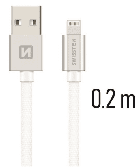 SWISSTEN DATA CABLE USB / LIGHTNING TEXTILE 0,2M SILVER (71523103)