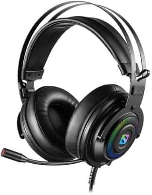 gamer fejhallgató Sandberg Dizruptor (126-11), 50 mm meghajtók, beállítható mikrofon, hangerő vezérlés, usb, PC, megvilágítás, 7.1 virtuális hangzás