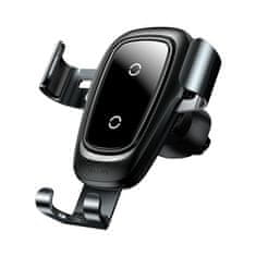 BASEUS Metal Gravity autós telefontartó, Qi vezeték nélküli töltő fekete