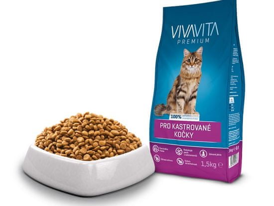 vivavita Macska száraztáp házi macskák számára, 1,5 kg