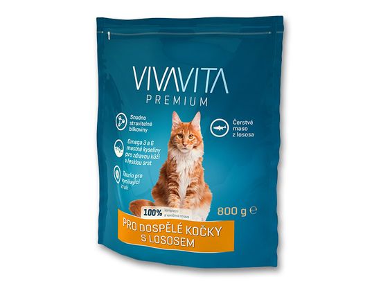 vivavita Felnőtt macskák számára lazaccal, 800 g