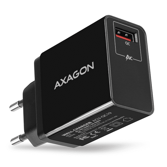 AXAGON QUICK hálózati töltő, 1x port QC3.0/AFC/FCP/SMART, 19W (ACU-QC19)