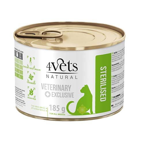 4VETS NATURAL VETERINARY EXCLUSIVE STERILISED 185g sterilizált és kasztrált macskák számára