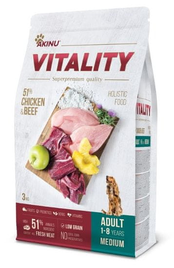 Akinu VITALITY dog adult medium chicken & beef, 3 kg