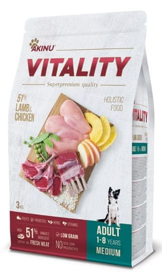 Akinu VITALITY dog adult medium lamb & chicken, 3 kg