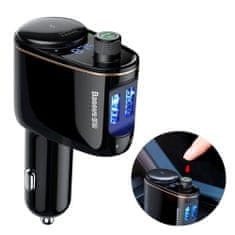 BASEUS Locomotive Bluetooth FM Transmitter MP3 autós töltő 2x USB 3.4A, fekete