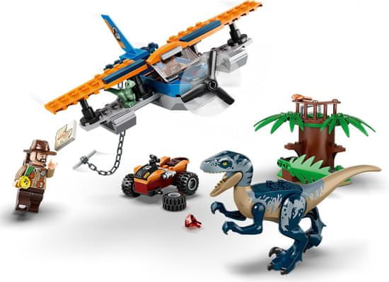 LEGO Jurassic World 75942 Velociraptor: Kétfedelű repülőgépes mentőakció