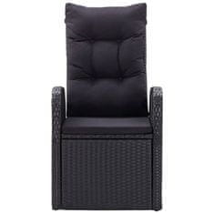 shumee 2 db fekete dönthető polyrattan kerti szék párnával