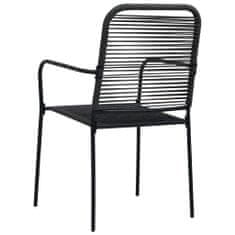 shumee 2 db fekete pamut kötél és acél kerti szék