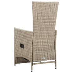 shumee 2 db bézs dönthető háttámlás polyrattan kerti szék párnával