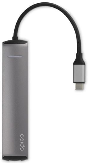EPICO USB Type-C HUB SLIM (4K HDMI & Ethernet) 9915112100017, ezüst, fekete adatkábel