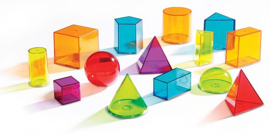 Montessori Átlátszó színes geometriai testek