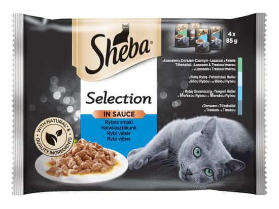 Sheba alutasakok macskáknak válogatott hallal, mártásban, 52 x 85 g
