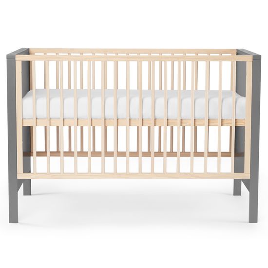 Kinderkraft Baby wooden cot MIA guardrail + mattress white