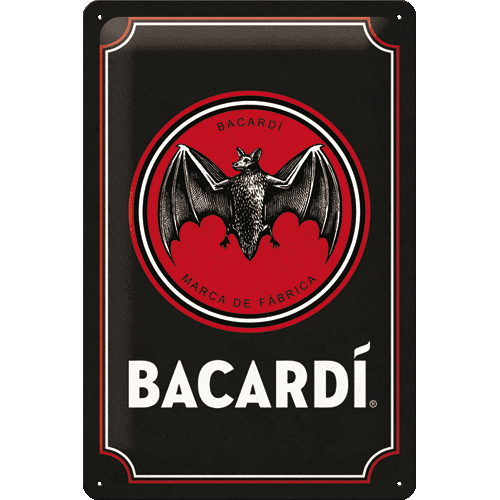 NOSTALGIC-ART Fém tábla: Bacardi (Black Logo) - 20x30 cm