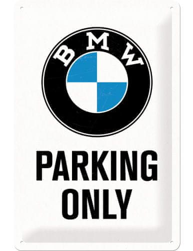 Postershop Fémtábla BMW Parking Only, 30 × 20 cm, fehér