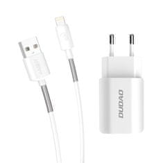 DUDAO A2EU Home Travel töltő 2x USB 2.4A + USB C kábel, fehér