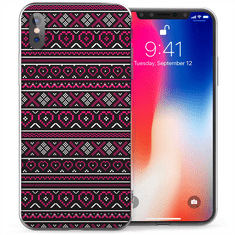 Caseflex Aztec Hearts szilikon tok iPhone X/XS, rózsaszín/fekete