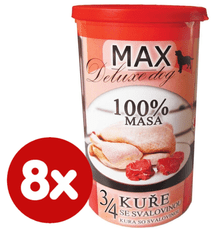 FALCO MAX deluxe 3/4 csirke marha- és disznóhússal, 8x1200 g
