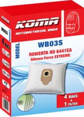 KOMA WB03S - 20 darabos porzsákkészlet Rowenta Silence Extreme RO6441EA porszívókhoz, szintetikus