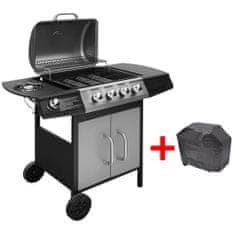 shumee fekete és ezüst gáz grillsütő 4+1 főzőfelülettel