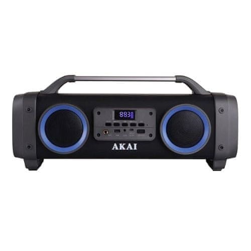Akai hangszóró, ABTS-SH02, Bluetooth 5.0, USB, AUX IN, hangszínszabályzó, karaoke funkció mikrofon bemenettel, beépített 3600 mAh akkumulátor