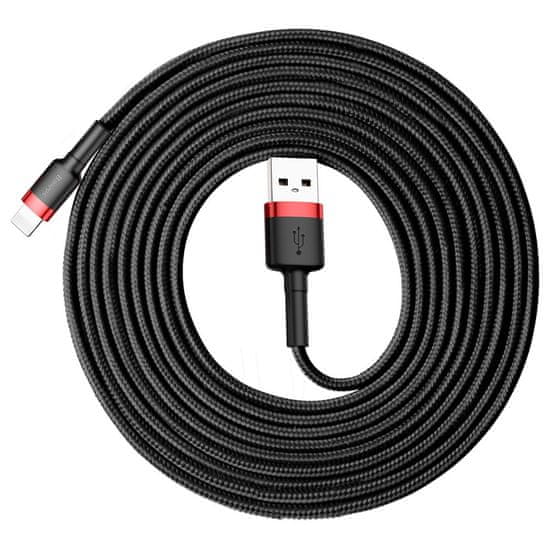 BASEUS Cafule kábel USB / Lightning QC 3.0 2A 3m, fekete/piros