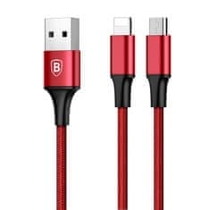 BASEUS Rapid 2in1 kábel USB - Lightning / Micro USB 3A 1.2m, piros