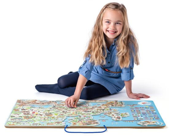 Woody Európa mágneses térképe, társasjáték 3 az 1-ben angol nyelven